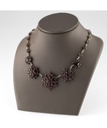 Vintage Bohemian Gilded 800 Silver Garnet Rosette Cluster Necklace 17&quot; Long - $916.38 CAD