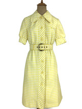 Vintage 1960s Yellow Gingham Dress Joseph Magnin De Graff Cal David Hays U4 - $74.76