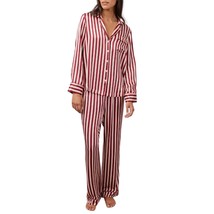 Rails alba silky pajama set in BLUSH/WINE STRIPE - size S - £131.63 GBP