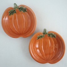 Pampered Chef Simple Additions Pumpkin Candy Nut Dish 2pc Set Fall Harvest Decor - £13.87 GBP