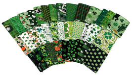 10 Fat Quarters St. Patrick&#39;s Day Shamrock Clover Gold Assorted Cottons M491.09 - £31.45 GBP