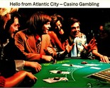 Casino Gambling Blackjack Hello From Atlantic City NJ 1980 Chrome Postca... - $3.56