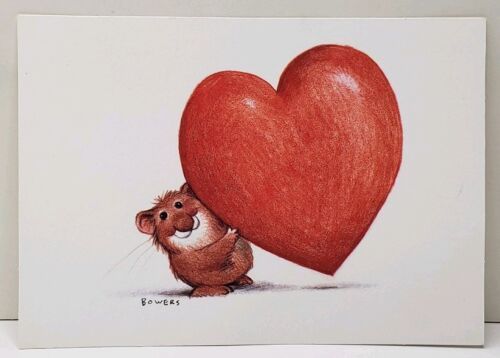 Hallmark Valentine Bowers Animal with Huge Heart 6" Postcard E10 - £5.55 GBP