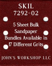 SKIL 7292-02 - 1/4 Sheet - 17 Grits - No-Slip - 5 Sandpaper Bulk Bundles - $4.99