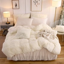 Liferevo Cream Luxury Plush Shaggy Duvet Cover Set Luxury Ultra, Light Beige). - £62.34 GBP