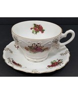 Roses W/Gold Trim Lefton China Tea Cup &amp; Saucer #20335 Hand Painted Regency - $210.18 MXN