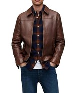 Jacket Leather Biker Mens Motorcycle Racer Men Skin Cafe Soft Vintage Br... - $2,580.42 MXN