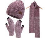 Women&#39;s Knit Beanie Hat Touchscreen Gloves Long Scarf   - £38.46 GBP