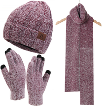 Women&#39;s Knit Beanie Hat Touchscreen Gloves Long Scarf   - £38.47 GBP