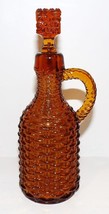 Vintage Basket Weave Dark Amber Glass Cruet &amp; Stopper ~Lovely~ - £61.84 GBP