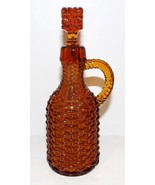 VINTAGE BASKET WEAVE DARK AMBER GLASS CRUET &amp; STOPPER ~LOVELY~ - £63.76 GBP