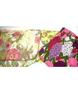 Vintage Quilted Zipper Pillow Cover Lot Mod Retro Pillowcase Standard Fl... - $26.00