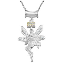 Magical Fairy Sparkling White Cubic Zirconia on .925 Sterling Silver Necklace - £12.65 GBP