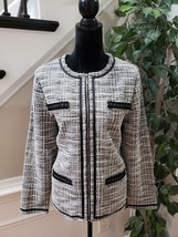 Cathy Daniels Women&#39;s Gray Cotton Long Sleeve Full Zip Blazer Jacket Size Large - £25.91 GBP