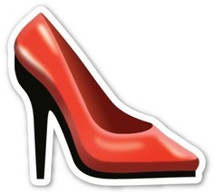 x3 10cm Shaped Vinyl Sticker laptop emoji shoe high heels ladies womens red - £3.55 GBP