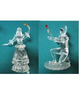 Swarovski Crystal PIERROT AND COLUMBINA FIGURINES 7" AND 5 1'2"  WITH STAND - $475.20