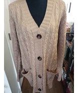 Womens Long Brown Cardigan Sweater Size L - XL - $562.10 MXN