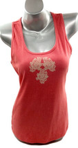 REI Athletic Tank Top Size M Pink Ribbed Damask Print Yoga Stretch Sleev... - £18.64 GBP
