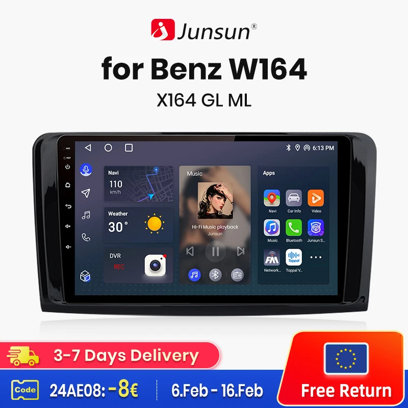 Junsun V1 AI Voice Wireless CarPlay Android Auto Radio for Mercedes Benz GL ML - $131.82+