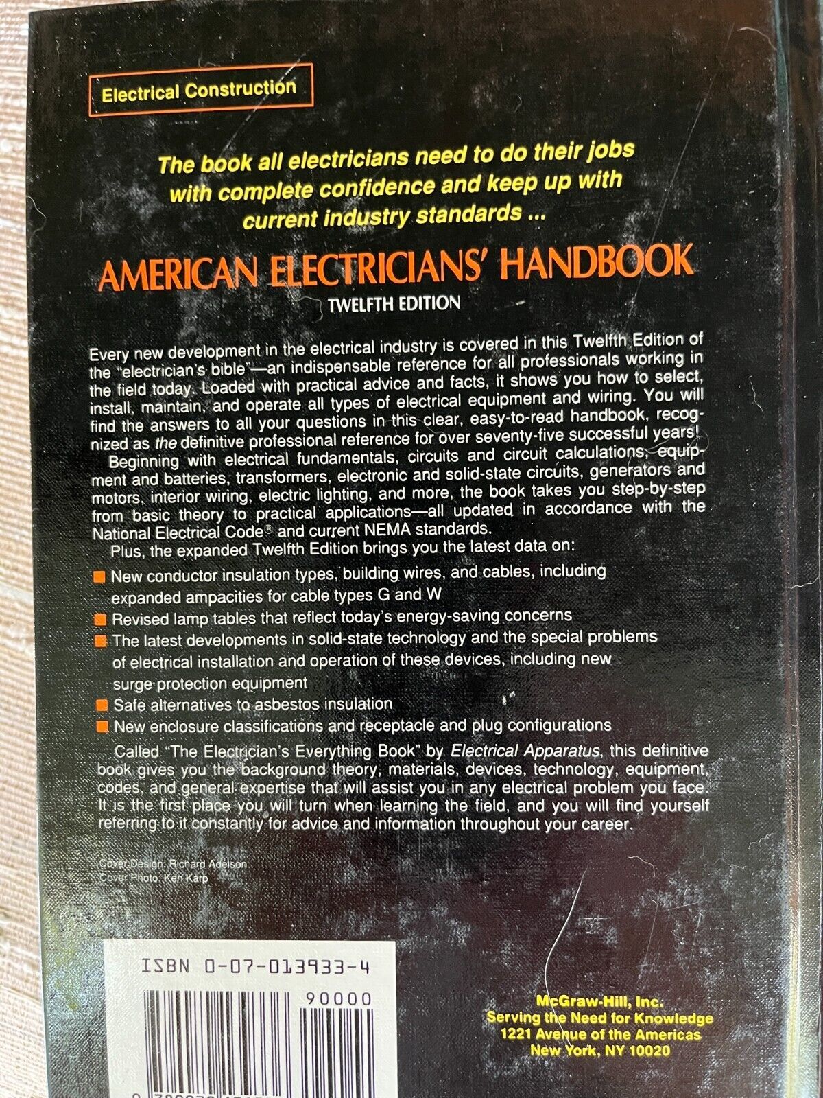 American Electricians Handbook by Terrell Croft ,Wilford Summers. 1992, ... - $9.85