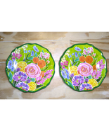 Set of (2) Melamine Ware Floral Pattern/Scalloped Edge Plates 8 1/2&quot; VIN... - $8.86