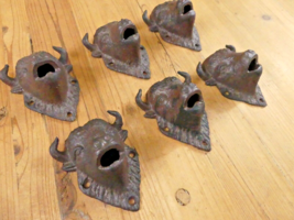 6 Wall Mount Buffalo Key Hooks Wall Home Decor Cabin Cast Iron Bison Door Piece - £23.13 GBP