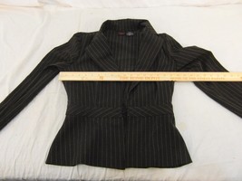 Adult Women&#39;s Sluzio Brown Tan Striped Polyester Spandex Rayon Blouse To... - £11.03 GBP