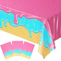 Ice Cream Table Cover (Pack Of 3) - Ice Cream Party Table Cloth Disposab... - £13.56 GBP