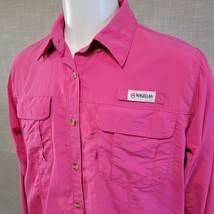 Magellan Outdoors Mens Pink Mag Wick Fish Gear Pockets Button Down Shirt... - £11.39 GBP