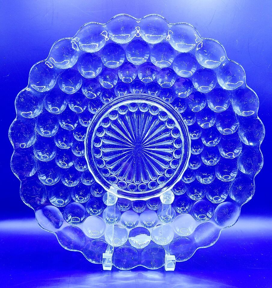 Vintage Anchor Hocking Clear Bubble Hobnail Depression Glass Dinner Plate 9 3/4" - $13.99