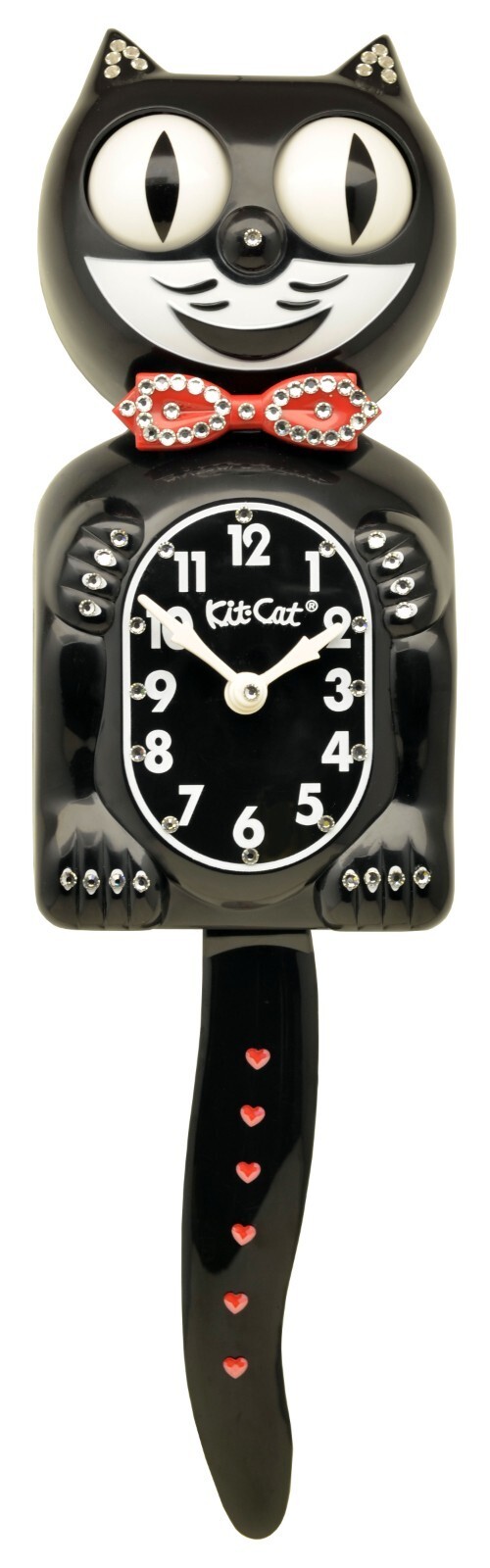 Limited Edition Red Bow Kit-Cat  Swarovski Crystals Jeweled Clock Heart ... - $159.95
