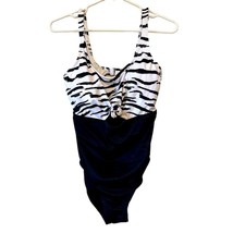 Beach Betty Zebra Print One Piece Swim Suit Sz Medium New NWT - $28.71