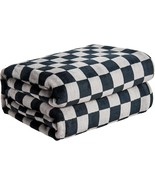 Fy Fiber House Checkered Flannel Fleece Throw Blanket Soft Cozy, Black Grey - $54.81 CAD