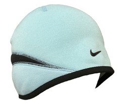 NikeFIT Nike Mens beanie Hat Baby Light Blue Black Fleece Lined One Size - £11.23 GBP