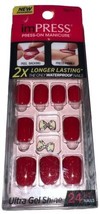 KISS Impress Press-On Nails Solid RED &amp; Charms  #56674 TWEETHEART (New/S... - $12.86