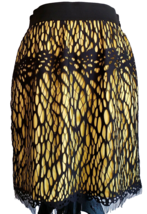 Robert Rodriguez Yellow Black Lace Overlay Skirt 4 Above Knee Pencil Stretch Zip - £18.43 GBP