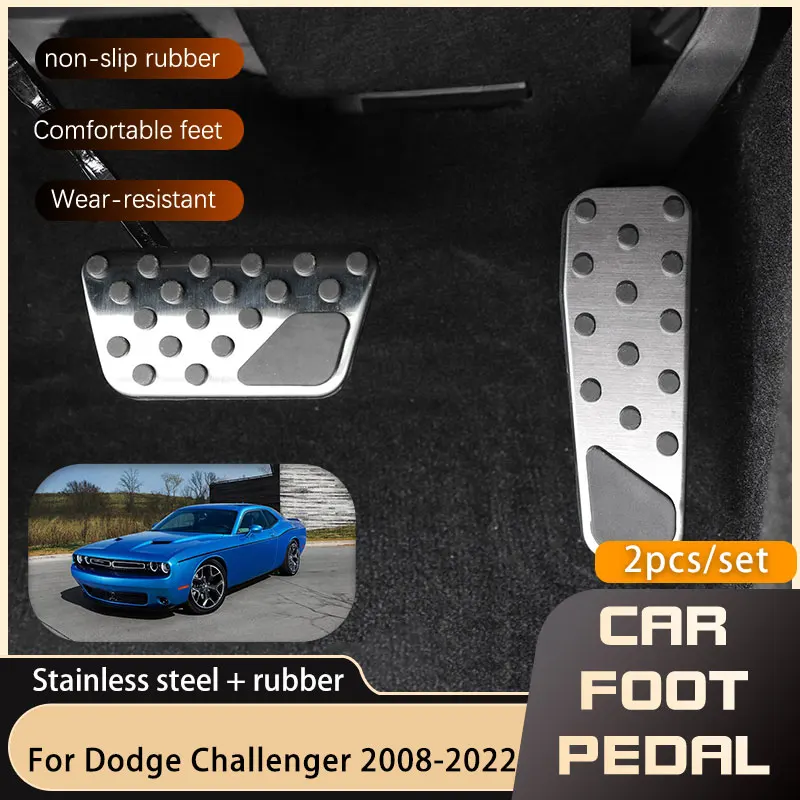 S for dodge challenger 2008 2022 accessories brake stainless steel non slip pedal cover thumb200