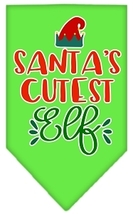 Santa&#39;s Cutest Elf Screen Print Bandana Lime Green Size Large - £9.11 GBP