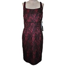 Burgendy Black Lace Sheath Dress Size 10 New with Tags  - £58.25 GBP