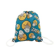 Hand Over Mouth Turquoise drawstring trainer school bag – 44.5 cm x 38 cm - $10.67
