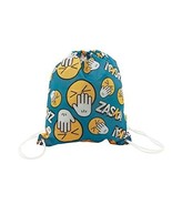 Hand Over Mouth Turquoise drawstring trainer school bag – 44.5 cm x 38 cm - $10.67