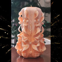 Hand Carved Candle Home Decor Handmade Gift Black Pink Clever Base ForTealight - £47.19 GBP