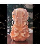 Hand Carved Candle Home Decor Handmade Gift Black Pink Clever Base ForTe... - $1,142.18 MXN
