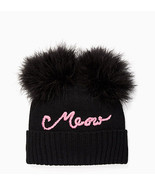 Kate Spade New York Hat Meow Marabou Poms Beanie Black Pink - $1,222.90 MXN