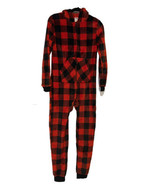 Cat &amp; Jack Fleece Pajama Union Suit Buffalo Plaid Red/Black KIds&#39; Size 14 - £14.20 GBP