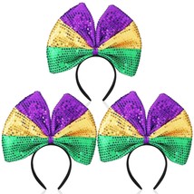 3 Pcs Mardi Gras Headband Embellished Hairbands Green Purple and Gold Headband H - £18.02 GBP