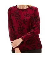 Karen Scott Womens Petite PXL Cosmic Berry Velour Crewneck Sweatshirt NW... - £15.40 GBP