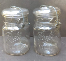 Vintage Ball Ideal Clear Bail Top Canning Mason Jar w/Glass Top Pint Qty. 2 - £20.09 GBP