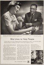 1956 Print Ad Bell Telephone System Service Representative Helps Customer - $17.06