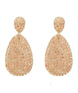 14K Gold Plated Vermeil Sterling Silver White CZ Pave Dangle Earrings - £23.46 GBP